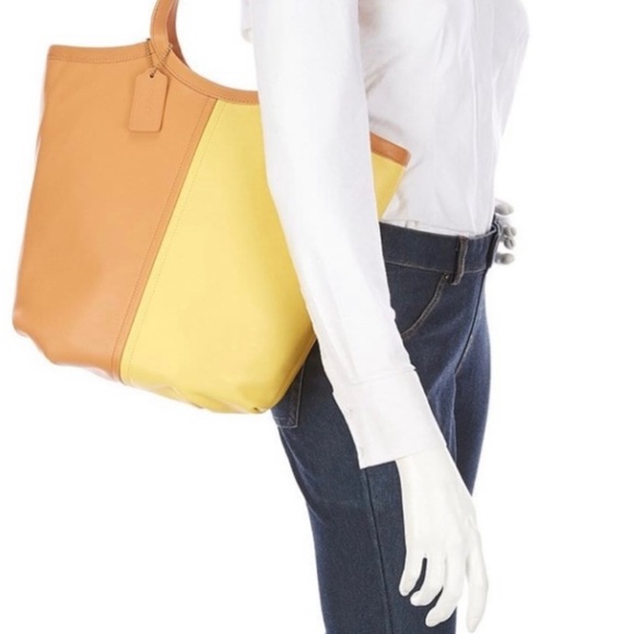 COACH BEA Leather Soft Touch ColorBlock Tote - Picture 4 of 8